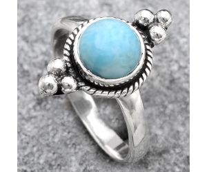 Natural Larimar (Dominican Republic) Ring size-8 SDR128867 R-1127, 8x8 mm