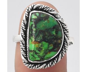 Natural Green Matrix Turquoise Ring size-8.5 SDR129607 R-1013, 11x16 mm