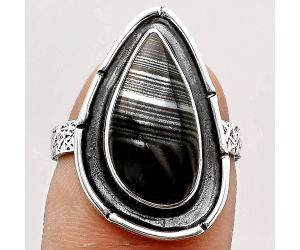 Crown Of Silver Psilomelane - Black Malachite Ring size-7 SDR130590 R-1688, 9x17 mm