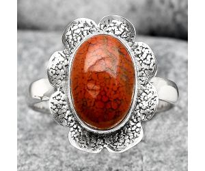 Natural Red Moss Agate Ring size-8 SDR130753 R-1241, 8x12 mm