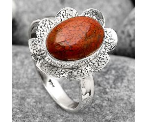 Natural Red Moss Agate Ring size-8 SDR130753 R-1241, 8x12 mm