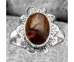 Natural Red Moss Agate Ring size-9 SDR130755 R-1241, 9x12 mm