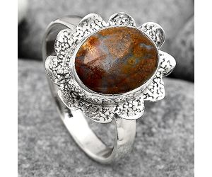 Natural Red Moss Agate Ring size-9 SDR130755 R-1241, 9x12 mm