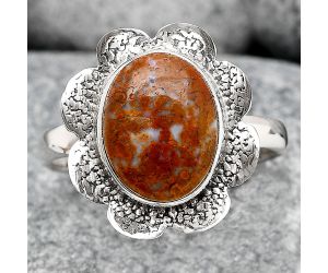 Natural Red Moss Agate Ring size-9 SDR130772 R-1241, 9x12 mm