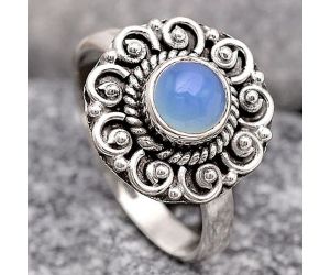 Natural Blue Chalcedony Ring size-7.5 SDR131105 R-1563, 6x6 mm