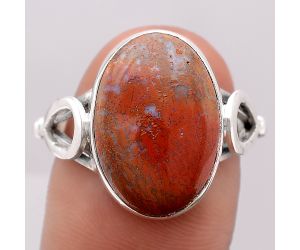 Natural Red Moss Agate Ring size-8 SDR131130 R-1224, 12x17 mm