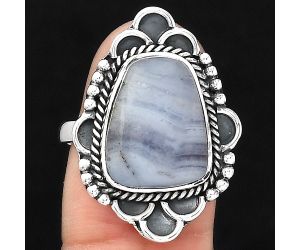 Natural Blue Lace Agate - South Africa Ring size-8 SDR131587 R-1229, 12x15 mm