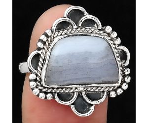 Natural Blue Lace Agate - South Africa Ring size-8 SDR131631 R-1229, 10x15 mm