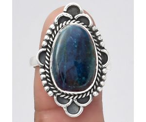 Natural Azurite Chrysocolla Ring size-8.5 SDR131649 R-1229, 11x17 mm
