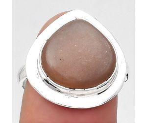 Natural Peach Moonstone Ring size-8 SDR131761 R-1082, 13x13 mm