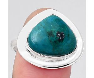 Natural Azurite Chrysocolla Ring size-8.5 SDR131857 R-1082, 13x15 mm