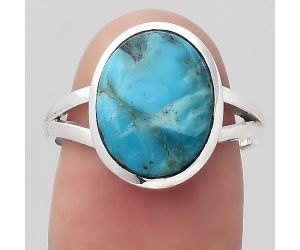 Natural Turquoise Morenci Mine Ring size-7.5 SDR132079 R-1005, 10x13 mm