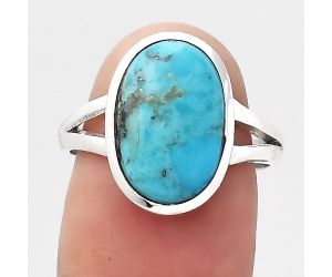 Natural Turquoise Morenci Mine Ring size-7.5 SDR132175 R-1005, 9x14 mm