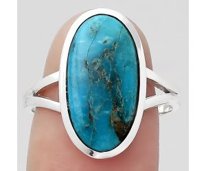 Natural Turquoise Morenci Mine Ring size-8.5 SDR132471 R-1005, 9x18 mm