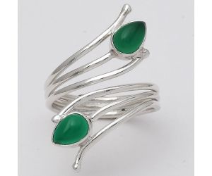 Adjustable - Natural Green Onyx Ring size-9 SDR132899 R-1409, 5x7 mm