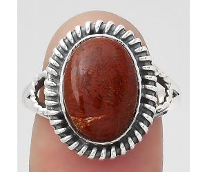 Natural Red Moss Agate Ring size-8.5 SDR133162 R-1279, 10x13 mm