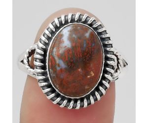 Natural Red Moss Agate Ring size-9 SDR133173 R-1279, 10x13 mm