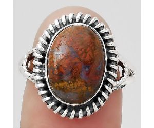 Natural Red Moss Agate Ring size-8 SDR133182 R-1279, 9x13 mm