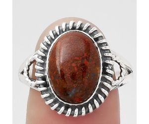 Natural Red Moss Agate Ring size-9.5 SDR133196 R-1279, 9x13 mm