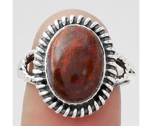 Natural Red Moss Agate Ring size-8.5 SDR133205 R-1279, 10x13 mm