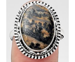 Natural Russian Honey Dendrite Opal Ring size-8 SDR133492 R-1279, 12x17 mm