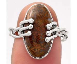 Natural Red Moss Agate Ring size-7.5 SDR134744 R-1553, 10x18 mm