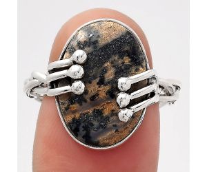 Natural Russian Honey Dendrite Opal Ring size-8.5 SDR134750 R-1553, 12x17 mm