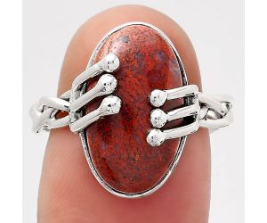 Natural Red Moss Agate Ring size-7.5 SDR134754 R-1553, 10x17 mm