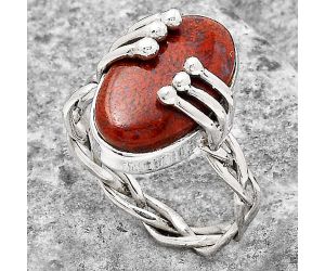 Natural Red Moss Agate Ring size-7.5 SDR134754 R-1553, 10x17 mm