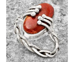 Natural Red Moss Agate Ring size-9.5 SDR134768 R-1553, 9x17 mm