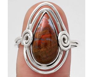 Natural Red Moss Agate Ring size-9 SDR134785 R-1451, 8x16 mm