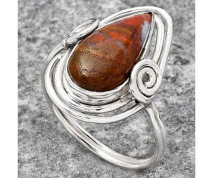 Natural Red Moss Agate Ring size-9 SDR134785 R-1451, 8x16 mm
