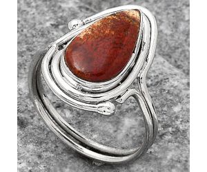 Natural Red Moss Agate Ring size-9 SDR134954 R-1451, 8x16 mm