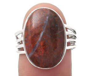 Natural Red Moss Agate Ring size-8 SDR134977 R-1324, 13x19 mm