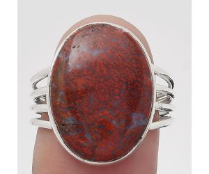 Natural Red Moss Agate Ring size-8 SDR134996 R-1324, 14x19 mm