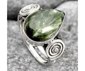 Spiral - Natural Russian Seraphinite Ring size-7 SDR135551 R-1315, 10x14 mm