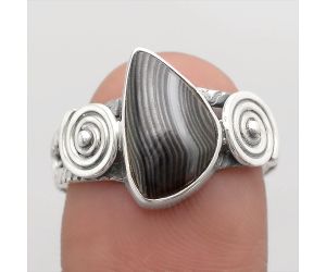 Spiral Crown Of Silver Psilomelane - Black Malachite Ring size-8.5 SDR135553 R-1315, 8x14 mm