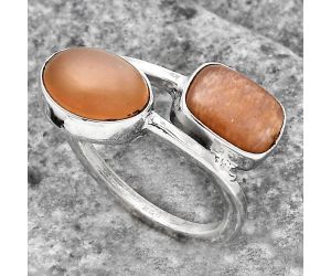 Natural Peach Moonstone Ring size-8 SDR136048 R-1235, 7x10 mm
