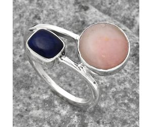 Pink Opal - Australia and Lapis Ring size-7.5 SDR136140 R-1235, 10x10 mm