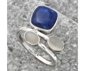 Lapis and Srilankan Moonstone Ring size-6.5 SDR136177 R-1237, 9x9 mm