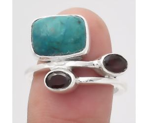 Azurite Chrysocolla and Garnet Ring size-7.5 SDR136225 R-1237, 8x11 mm