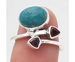 Azurite Chrysocolla and Garnet Ring size-6.5 SDR136352 R-1237, 8x10 mm