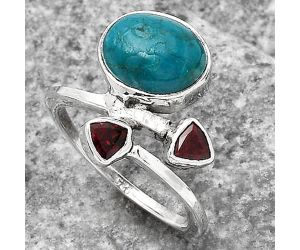 Azurite Chrysocolla and Garnet Ring size-6.5 SDR136352 R-1237, 8x10 mm