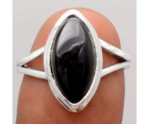 Natural Black Onyx - Brazil Ring size-7.5 SDR136607 R-1008, 8x16 mm