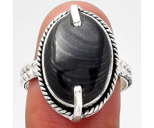 Crown Of Silver Psilomelane - Black Malachite Ring size-8 SDR136750 R-1635, 12x17 mm