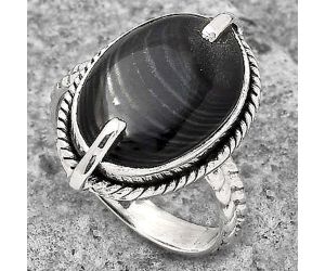Crown Of Silver Psilomelane - Black Malachite Ring size-8 SDR136750 R-1635, 12x17 mm