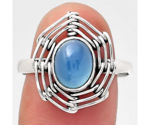 Natural Blue Chalcedony Ring size-8.5 SDR136800 R-1445, 7x9 mm