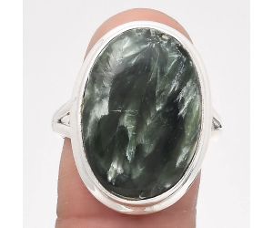 Natural Russian Seraphinite Ring size-9 SDR136864 R-1008, 15x20 mm