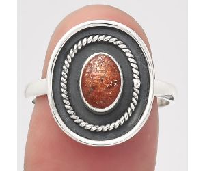 Natural Sunstone - Namibia Ring size-8.5 SDR136892 R-1439, 5x7 mm
