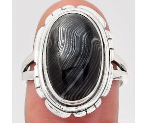 Crown Of Silver Psilomelane - Black Malachite Ring size-7.5 SDR137622 R-1342, 10x17 mm